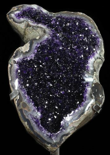 Amethyst Geode On Metal Stand - Extra Dark Crystals #50812